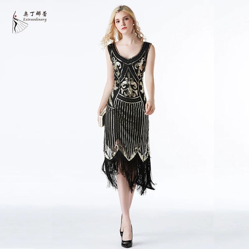 

Flapper Dress Great Gatsby Costume Sequins Fancy Fringe Evening Dresses