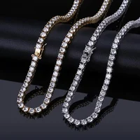 

New Gold/Silver/Rose Gold Color Iced Out Chain HipHop Copper Micro Pave CZ Stone 3 Tennis Chain Necklace With 18"20"22"24"