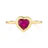 925 silver Ruby heart gold jewelry plated love heart minimalist ring