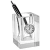 3.5" H Polished Crystal Clock Pen Stand Desktop Free Standing Acrylic Block with CNC Slot