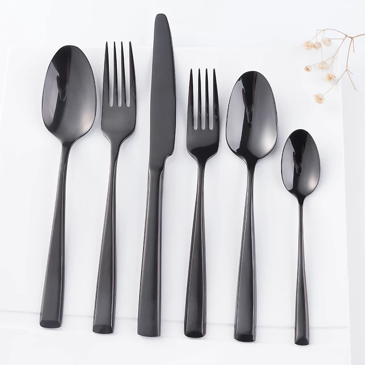 Thick Materials Stainless Steel Black Cutlery,Heavy Weight Full Size