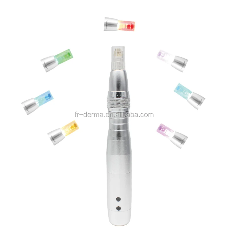 

FR OEM welcomed micro needle roller therapy 12 needles vibration micro dermapen needles, Silver,black