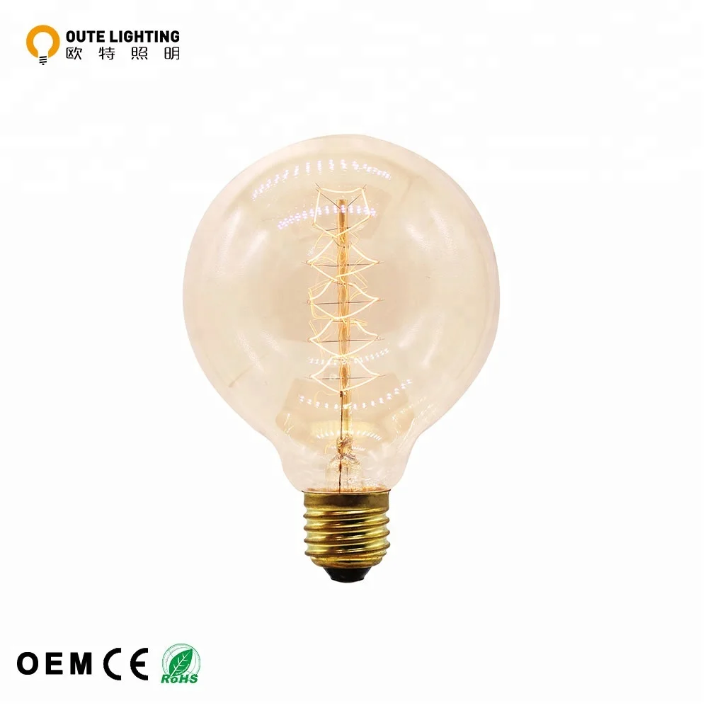 G80 E27 60 watt Clear globe shape filament lamp edison bulb