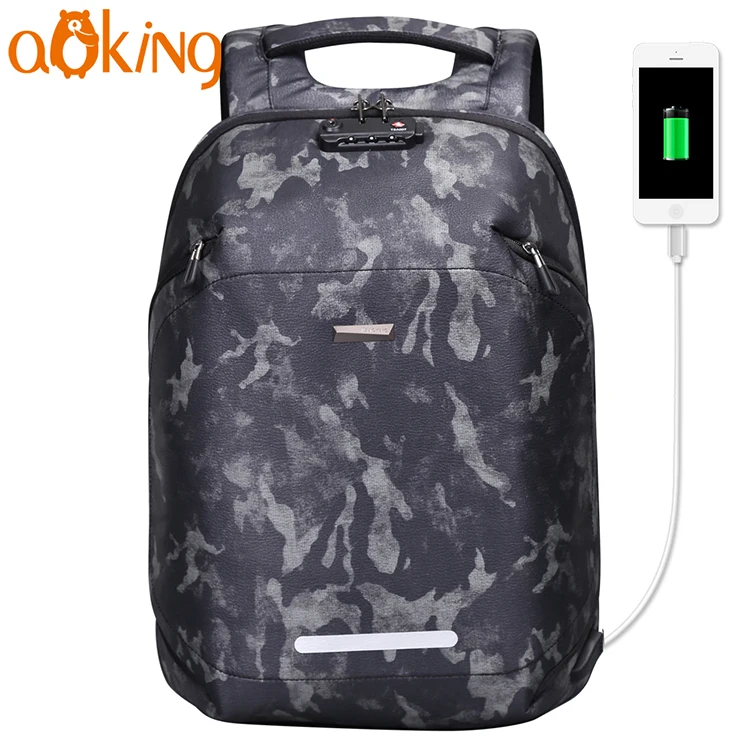 

aoking camouflage anti-theft bag backpack waterproof anti theft laptop back pack for men with charger