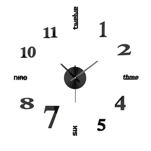 Image of 2019 Clock 3D DIY Wall Clock Large Living Room Acrylic Mirror clock Wall 3d Watch