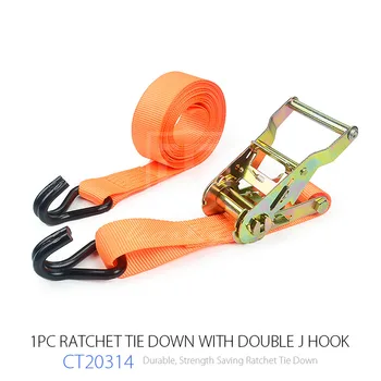 38mm 2t Durable Webbing Belt Ratchet Tie Down Strap With Double J Hook ...