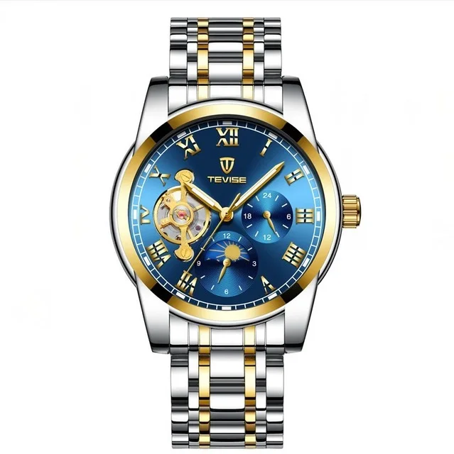 

TEVISE Watch 9005 Hot Fashion Mens Automatic Mechanical Watch Stainless Steel Business Watches Men Wrist Relogio Masculino, 7-color