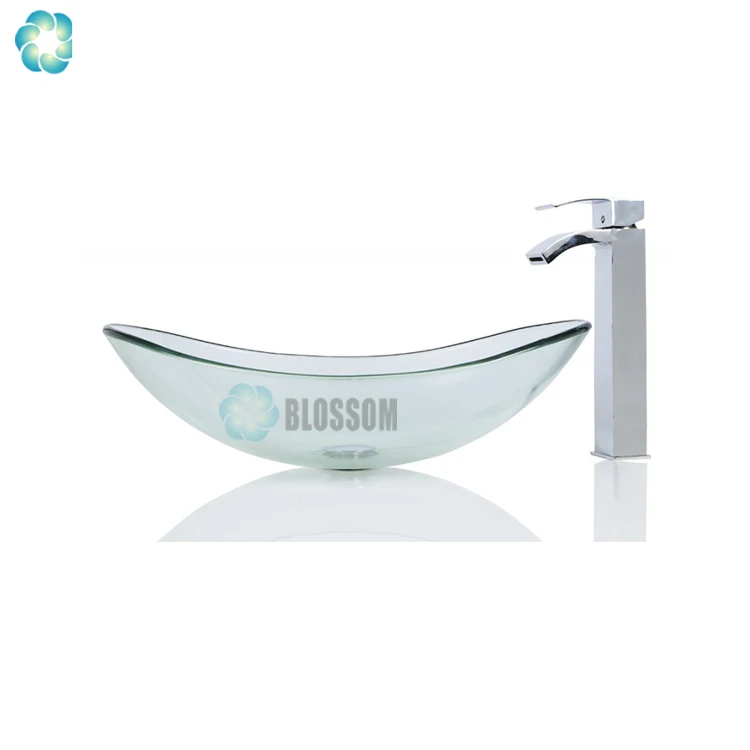 Wash Basin Sink Oval Countertop Tempered Frosted Glass Basin With