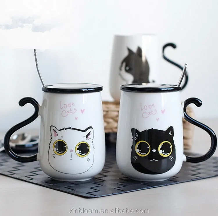 white cat mug