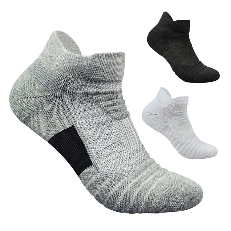 Lrtou Custom Low Cut Cotton Mens Half Terry Athletic Thermal Sox Sport Running Boat Ankle Socks For Men