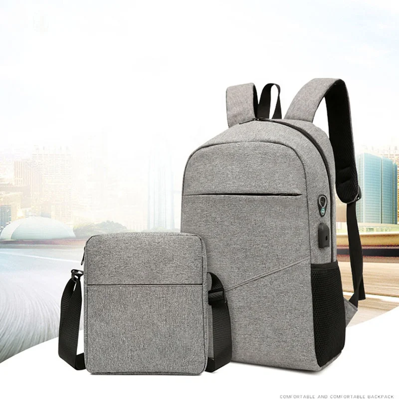 

USB Port & Earphone Port travel Backpack Laptop Sleeve With Portable Satchel Set