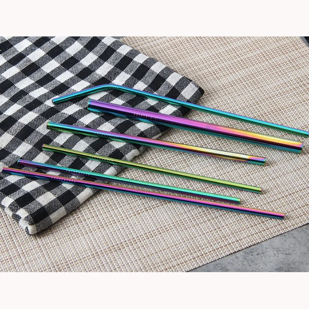 

FDA Approved Colored Reusable Stainless Steel Straw with Box Packaging, Rainbow color