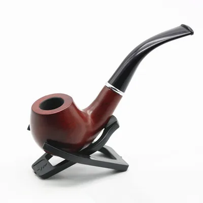 

Portable New Red Wood Smoking Pipe Tobacco Cigar Pipes Wooden Gifts Pipe, As photo