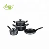 High quality coarse powder painted aluminum non-stick 7-pc cookware set with tempered glass lid