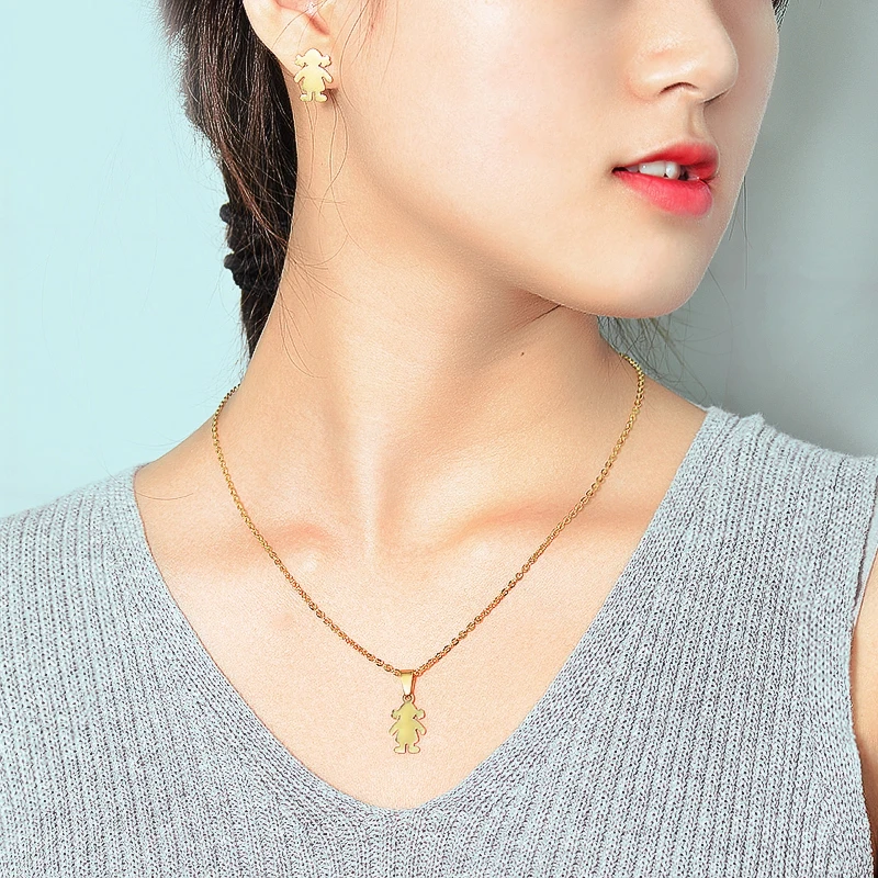 

BAOYAN Gold Plated Stainless Steel Boy Girl Jewelry Set Wholesale