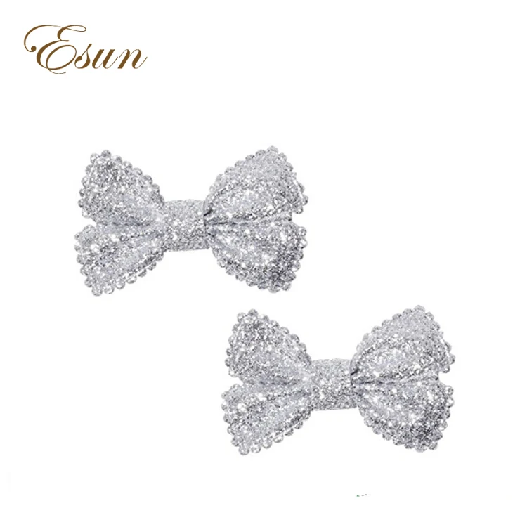 4/" Black And Silver Glitter hair bow on a Clip
