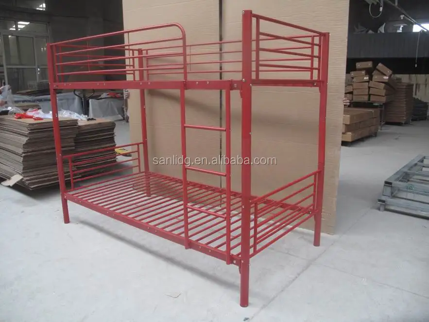 red metal bunk bed