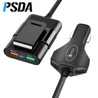 

PSDA Multi USB 4 Port QC 3.0 Car Charger Quick Charge Phone Fast Front Backseat Clip Charging Adapter Portable Plug For iPhone