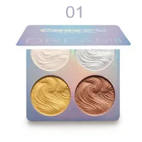 

wholesale in stock cmaadu 4 colors highlighter palette 3D glowing shimmer glitter kit 4 in 1 pressed powder private label