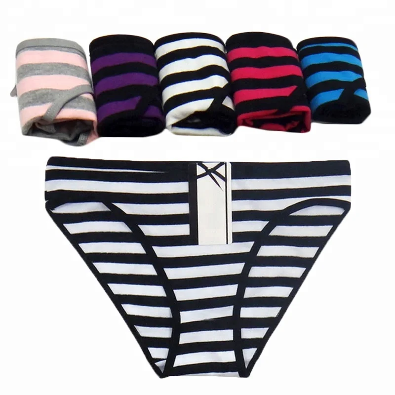 

Cotton Panties Women Fashion Soft Comfortable Cotton Stripe Style Briefs Underwear, Random color