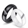 Fashion Simple Design Black White Australia Cubic Zircon Ceramic Engagement Ring Jewelry