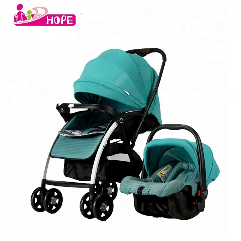 

Anhui hope baby stroller factory wholesale 1 hand fold baby pram stroller with carseat, Purple, grey, blue or customized colors