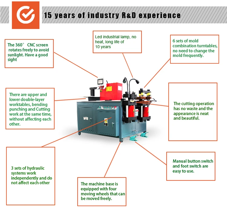 JPMX-503ESK three in one CNC hydraulic busbar bending machine