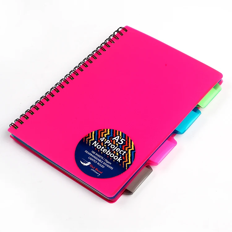 Wholesale 100 Sheets Plastic Cover Spiral Notebook A5,Spiral Notebook