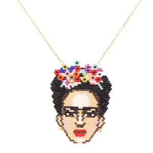 New Style Mexico Frida Women's Head MIYUKI Measly Stainless Steel Vacuum Gold Plating Necklace
