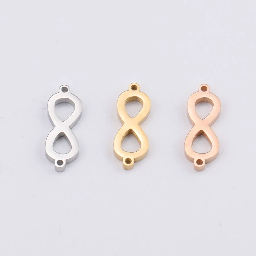 

Rose Gold Women DIY Making Accessories Finding Stainless Steel Infinity Shape Jewelry Pendant Charm For Necklace Bracelet, Gold,silver,rose gold,black