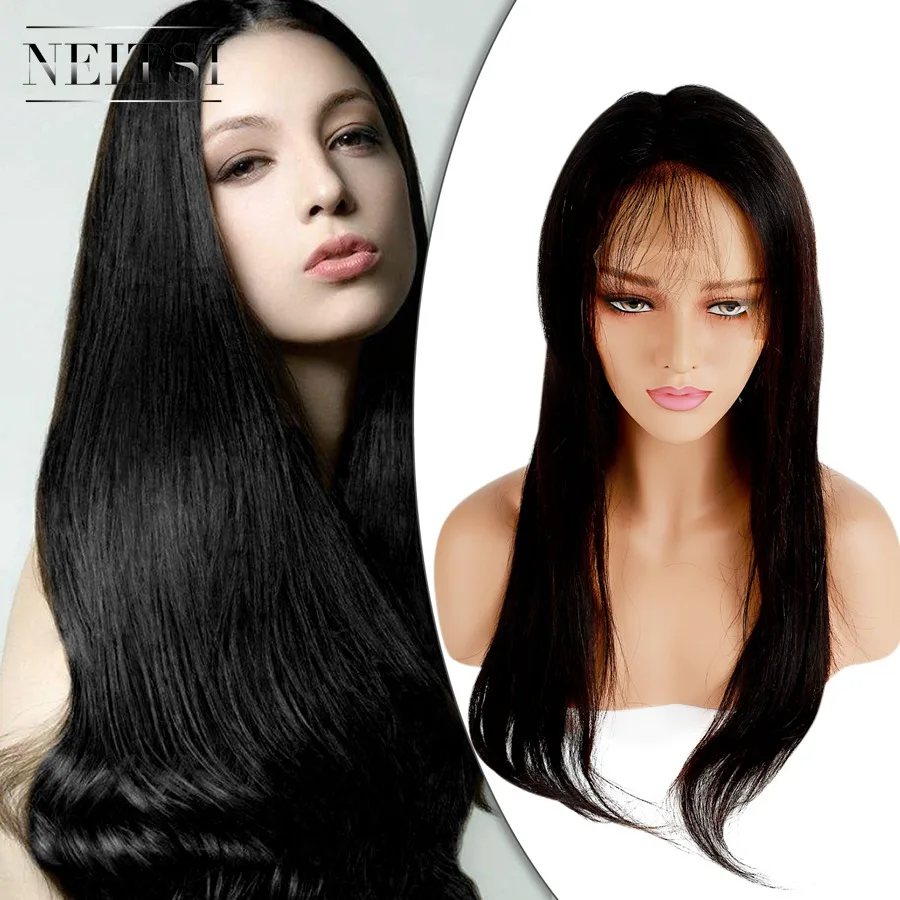 

Neitsi Full Lace Wigs Human Hair For Black Women Straight 150% Density Brazilian Virgin Glueless Wig Natural Hairline