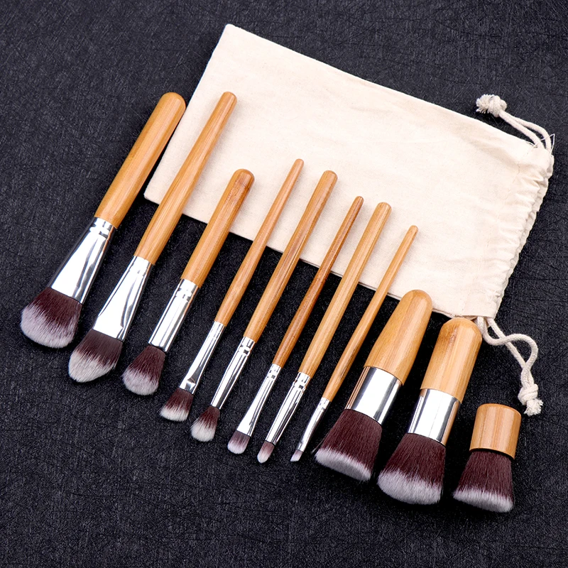 

2019 Professional 11 Pcs Bamboo Make Up Brush Set Foundation Brushes Makeup Brushes for beauty, Choose