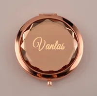 

Customized Engraved Rose Gold Metal Frame Jewel Pocket Mirrors