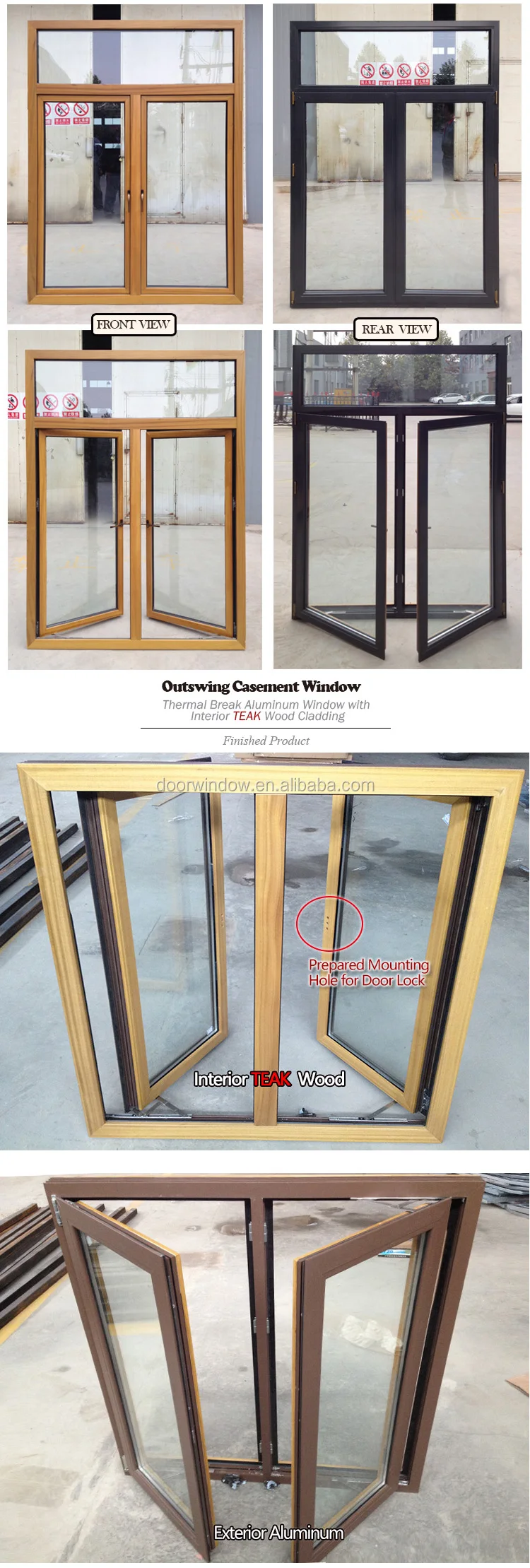 2020 Hot Sales French Double Sashes with Wood Frame and Tempered Glass House Windows