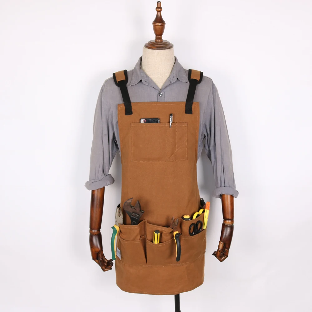 MDHAND Woodworkng Apron, Heavy Duty Waxed Canvas Workng Tool Apron - View #2