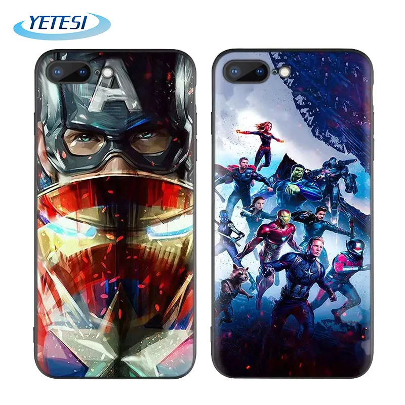 Customized Designs Avenger Captain America Iron black liquid silicone phone case for iPhone 11 X XR max case for Samsung S10