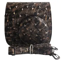 Punk Style Grey Pu Leather Camera Bag Case with Shoulder Strap for Fujifilm Instax Mini 8 Fuji Film Camera