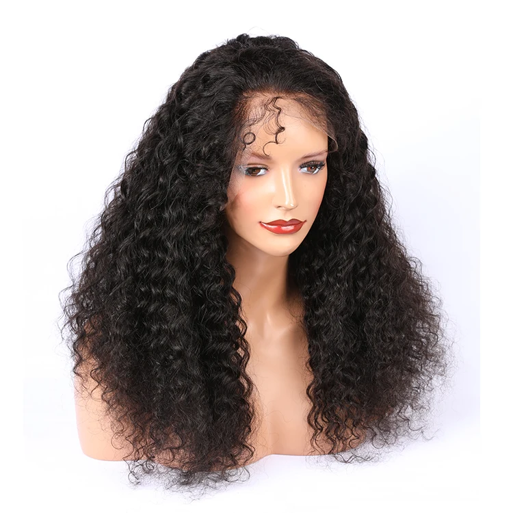 

Deep wave pre plucked natural hairline raw indian hair full lace wig