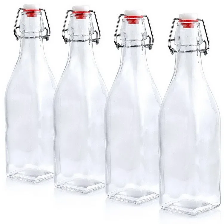 Giara Swing Top Bottle Red 1 Litre Eco-Friendly Red Glass Bottle for Cordials and Preserves by Bormioli Rocco 