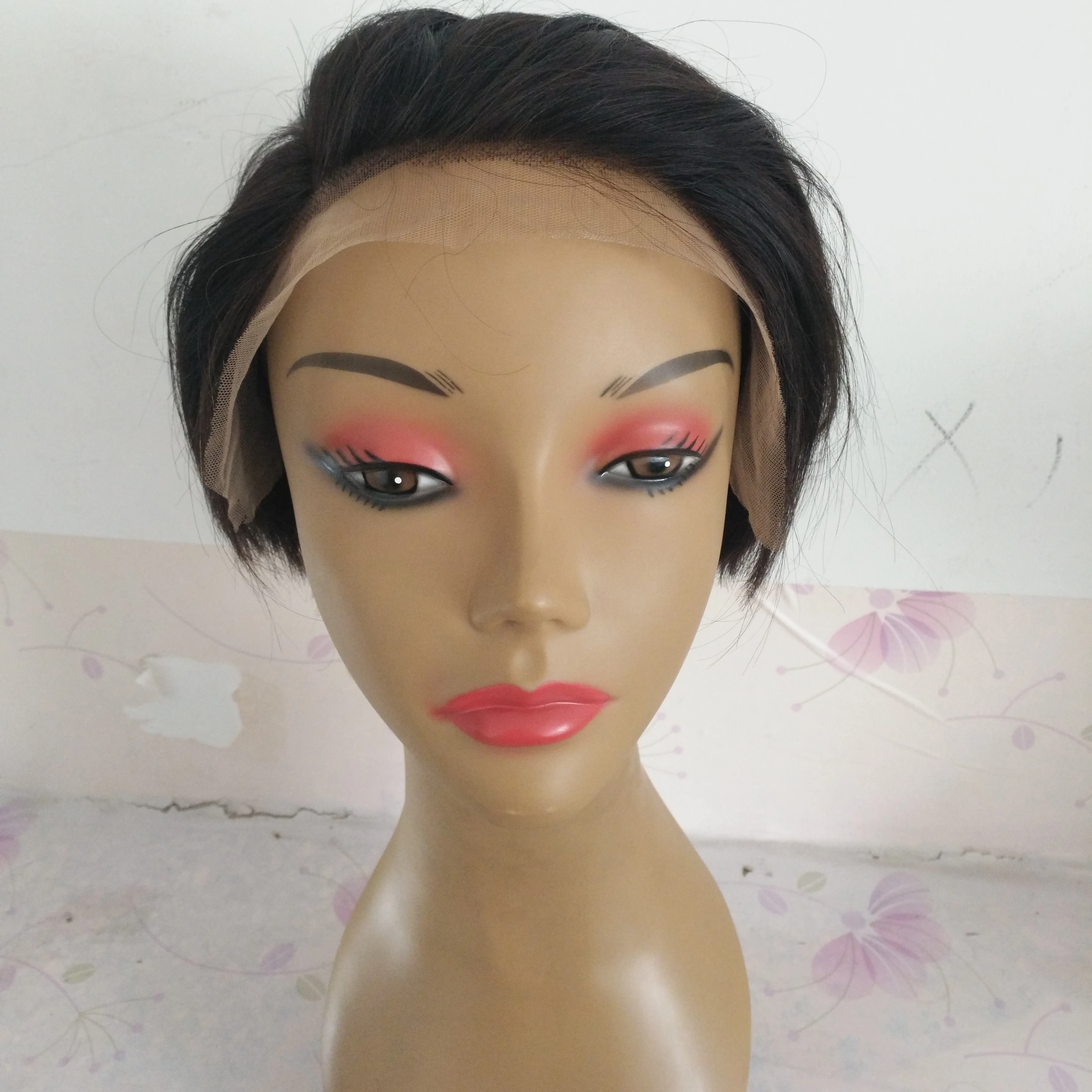 

Cheaper 8inches straight short side part lace front wig