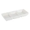 Modern design hotel used rectangle appetizer / snack white 3 compartment ceramic plate