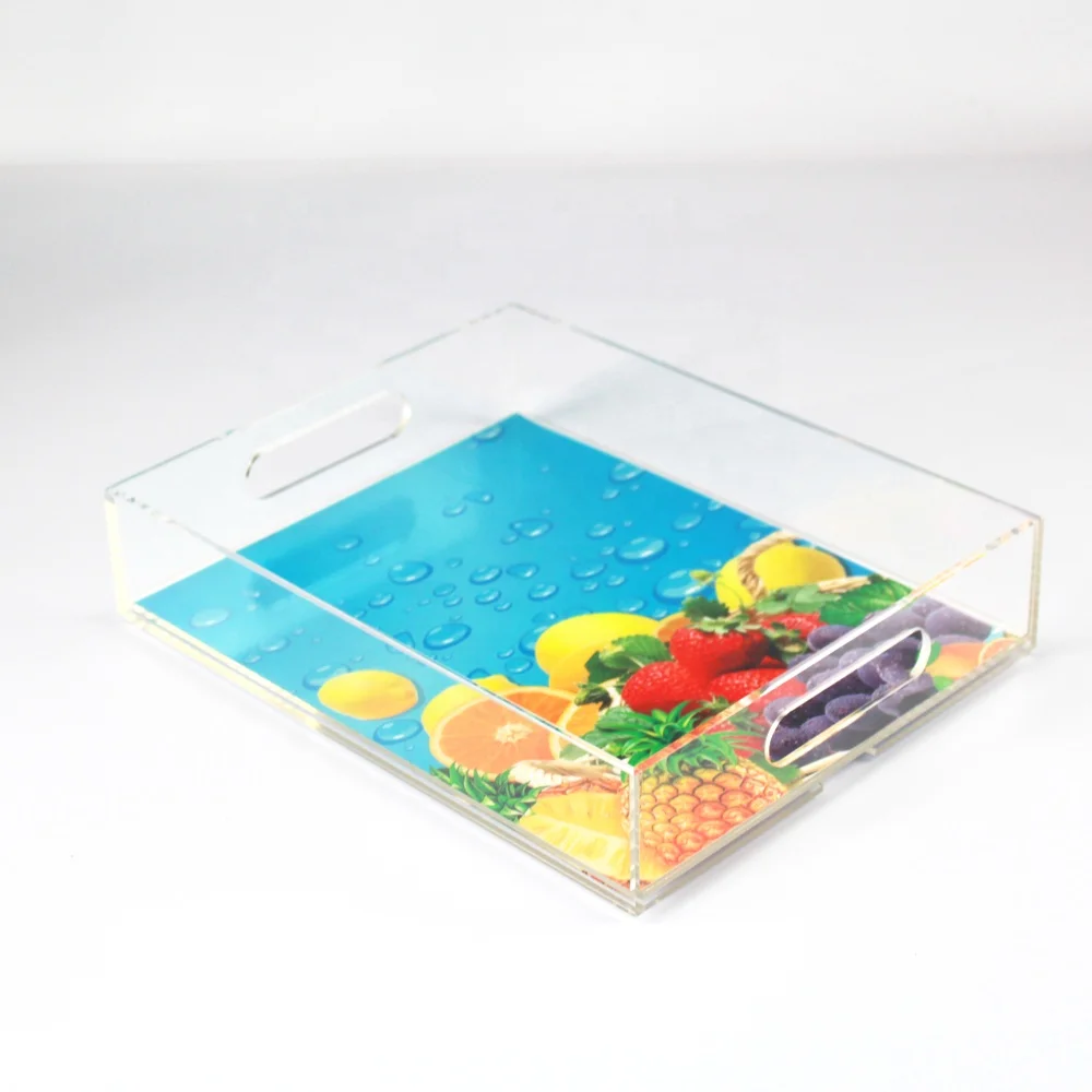 Handmade Clear Plastic Tray With Handle Insert Pmma Beer Tray Acrylic