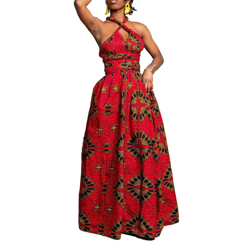 

90624-MX6 african printed loose women maxi dresses summer