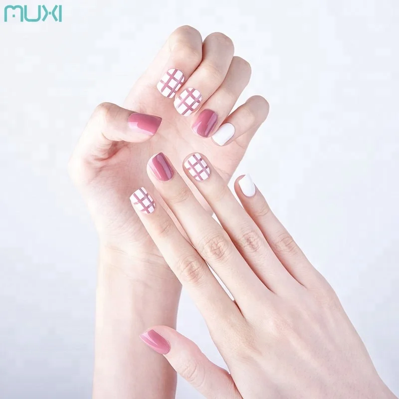 

Custom Made Artificial Nails Full Cover Shprt False Nails With Box, Pink