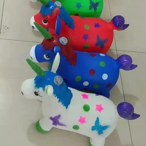 
inflatable unicorn jumping animals/horse toy with light and music/ride on toy 