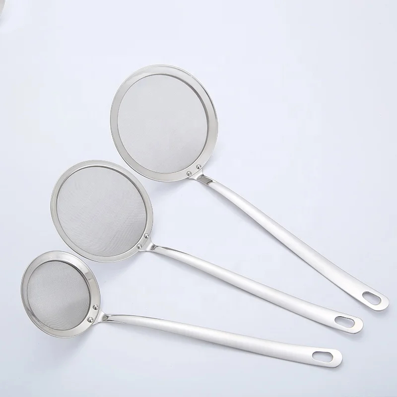 

304 stainless steel skimmer kitchen gadget oil filter spoon soy milk hot pot foam net colander, Silver