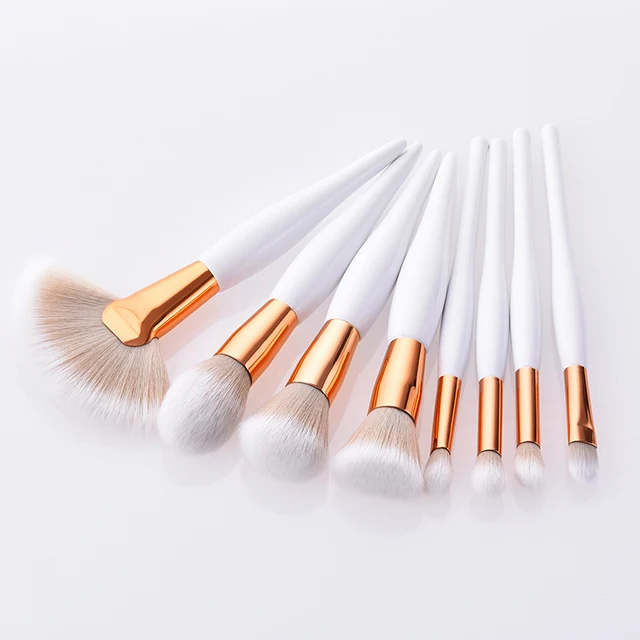 

Private label cosmetic 8pcs white makeup brush set, As the picture