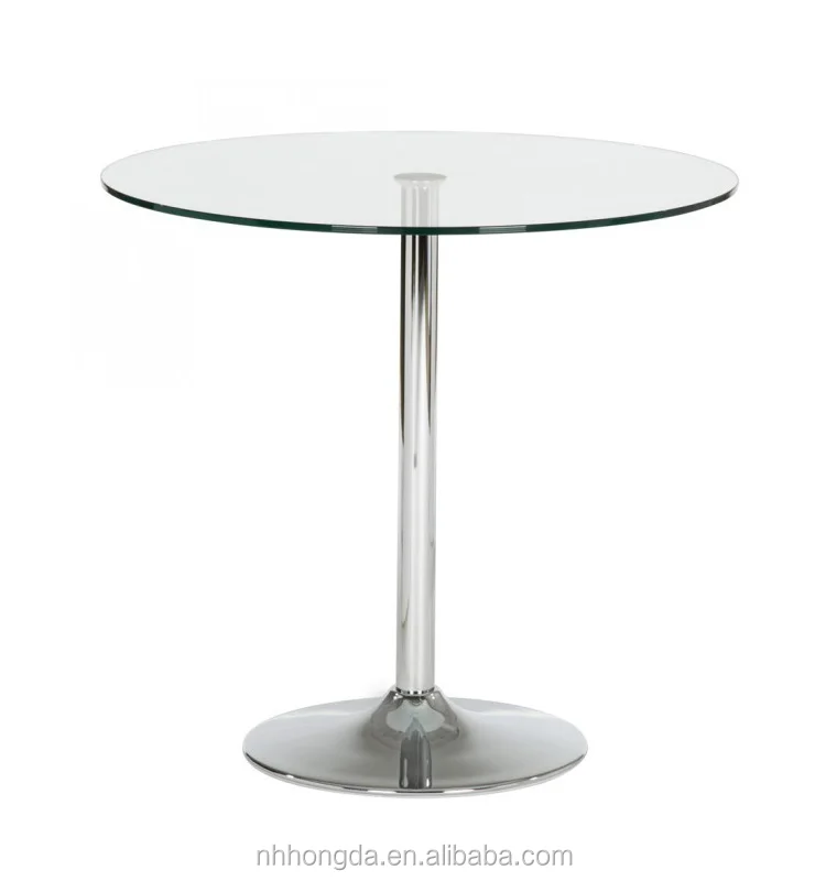 modern design <strong>glass</strong> top dining table with one leg metal base