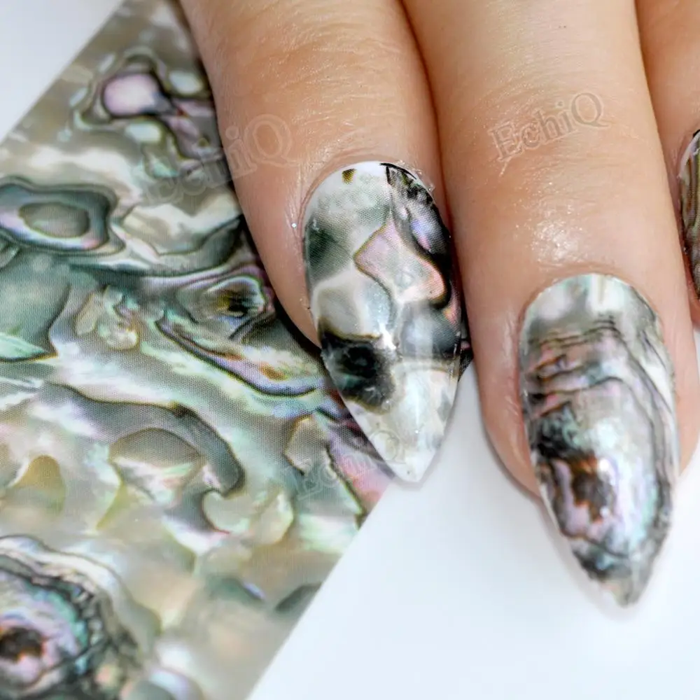 

Green Marble Nail Foil Decoration Abalone Style Glue Foil Decals in Jar 1 Roll= 1 meter GL43