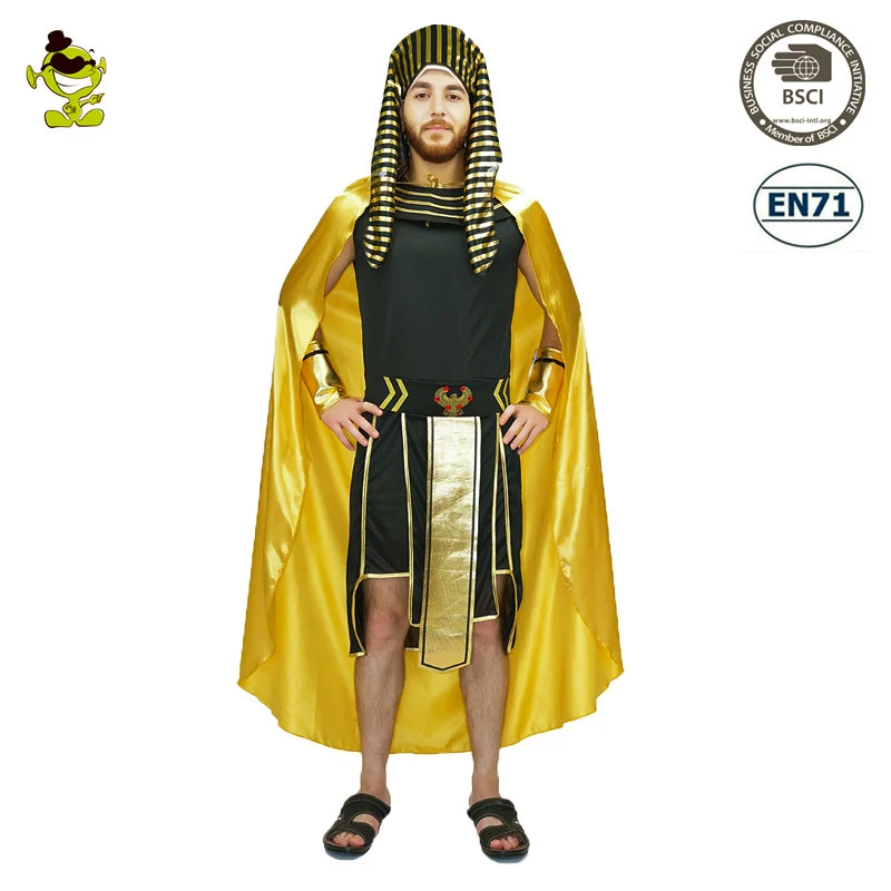 

2017 Adult Men Egyptian King Pharaoh Costume Carnival Party With Yellow Cloak Fancy Dress Role Play Egypt Pharaoh Costumes, N/a